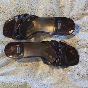 Stuart Weitzman Tortoise Shell Brown patent leather sandals: Size 9-1/2